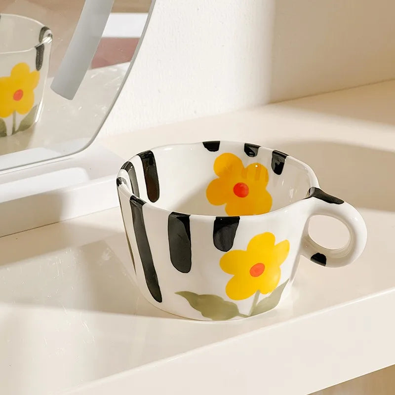 Ins Cute Ceramic Hand Painted Strawberry Coffee Coffee Cups