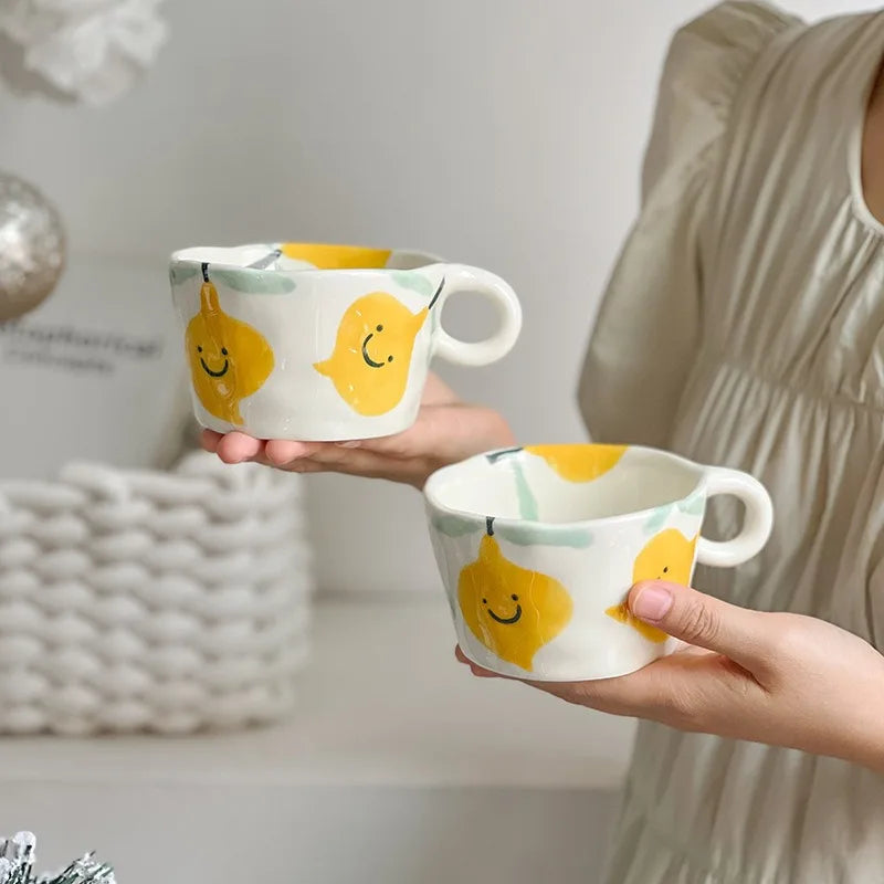 Ins Cute Ceramic Hand Painted Strawberry Coffee Coffee Cups
