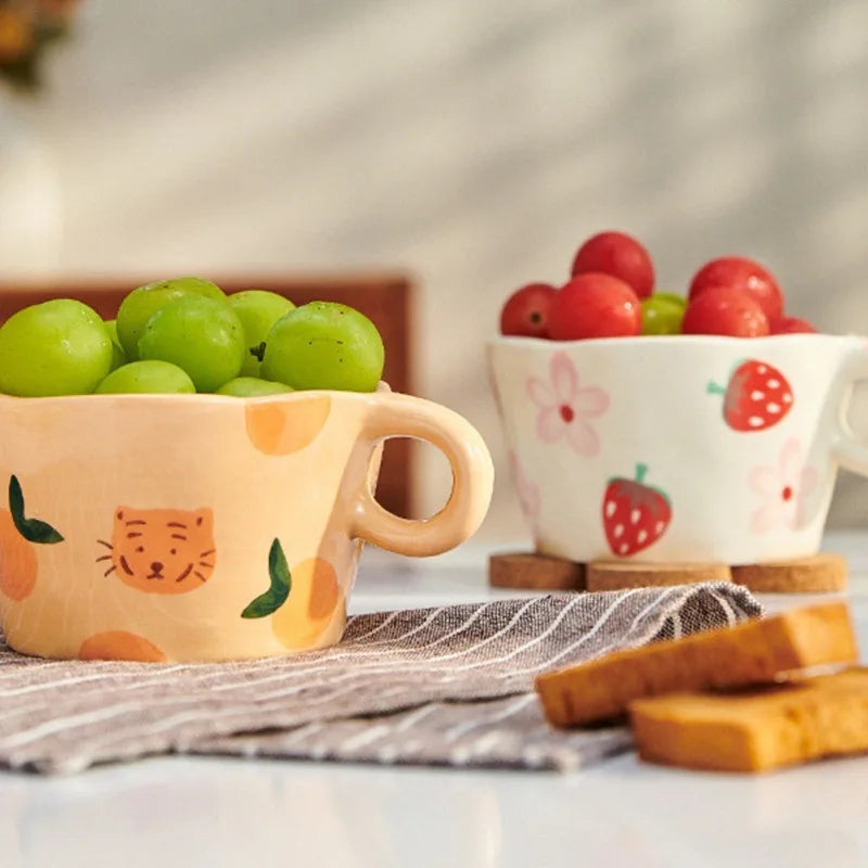 Ins Cute Ceramic Hand Painted Strawberry Coffee Coffee Cups