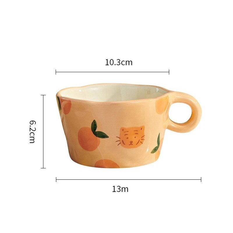 Ins Cute Ceramic Hand Painted Strawberry Coffee Coffee Cups